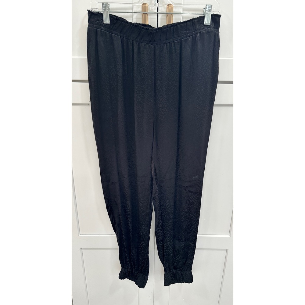 DO+BE Black Embossed Animal Print Viscose Jogger Pants Size‎ M